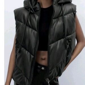 Zara Black Faux Leather Vest